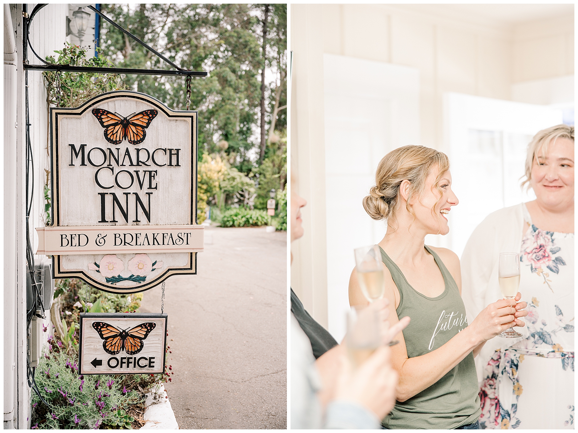 Bride getting ready at the Monarch Cove Inn, Capitola Ca. 