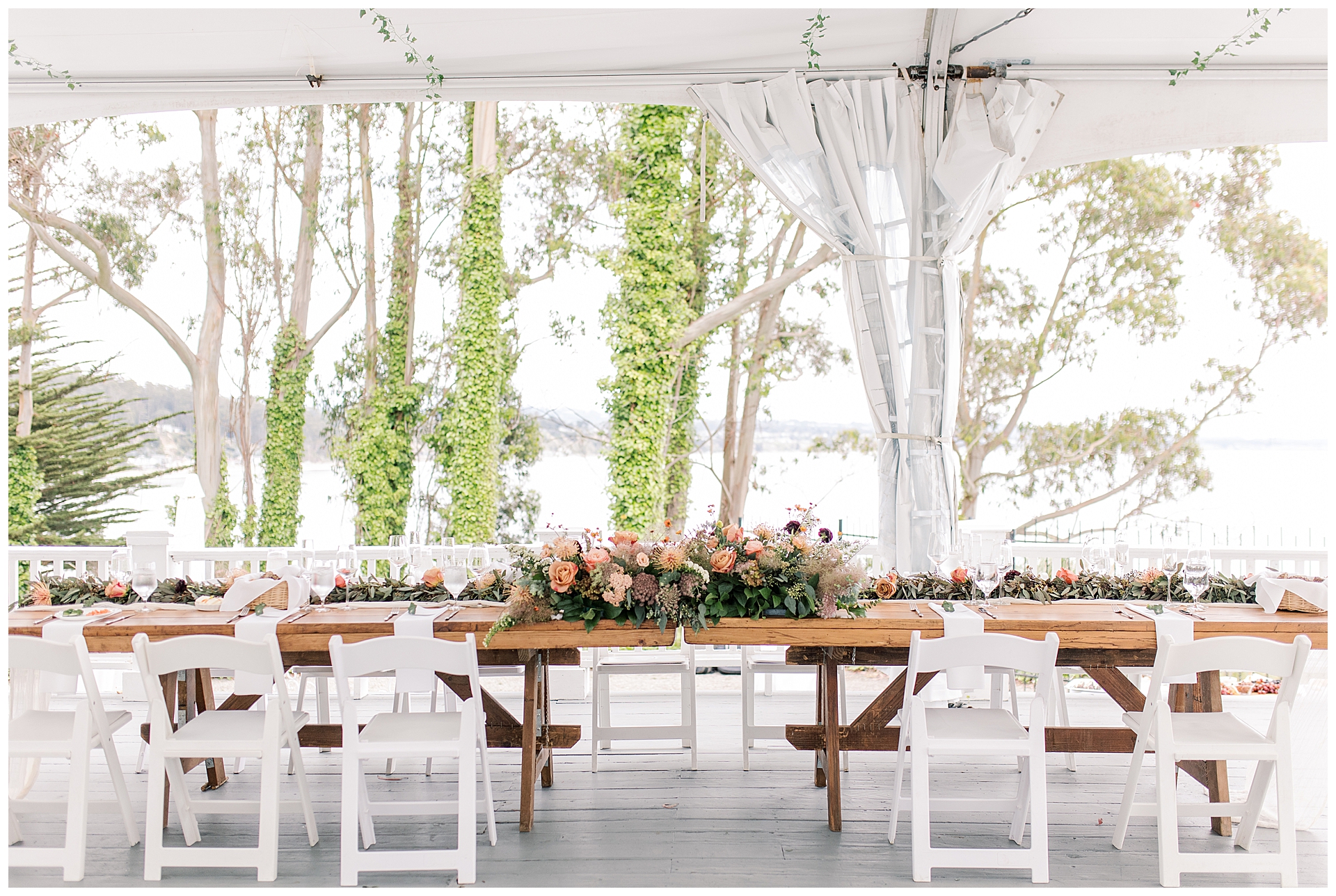 Head table set up over looking the Monterey Bay