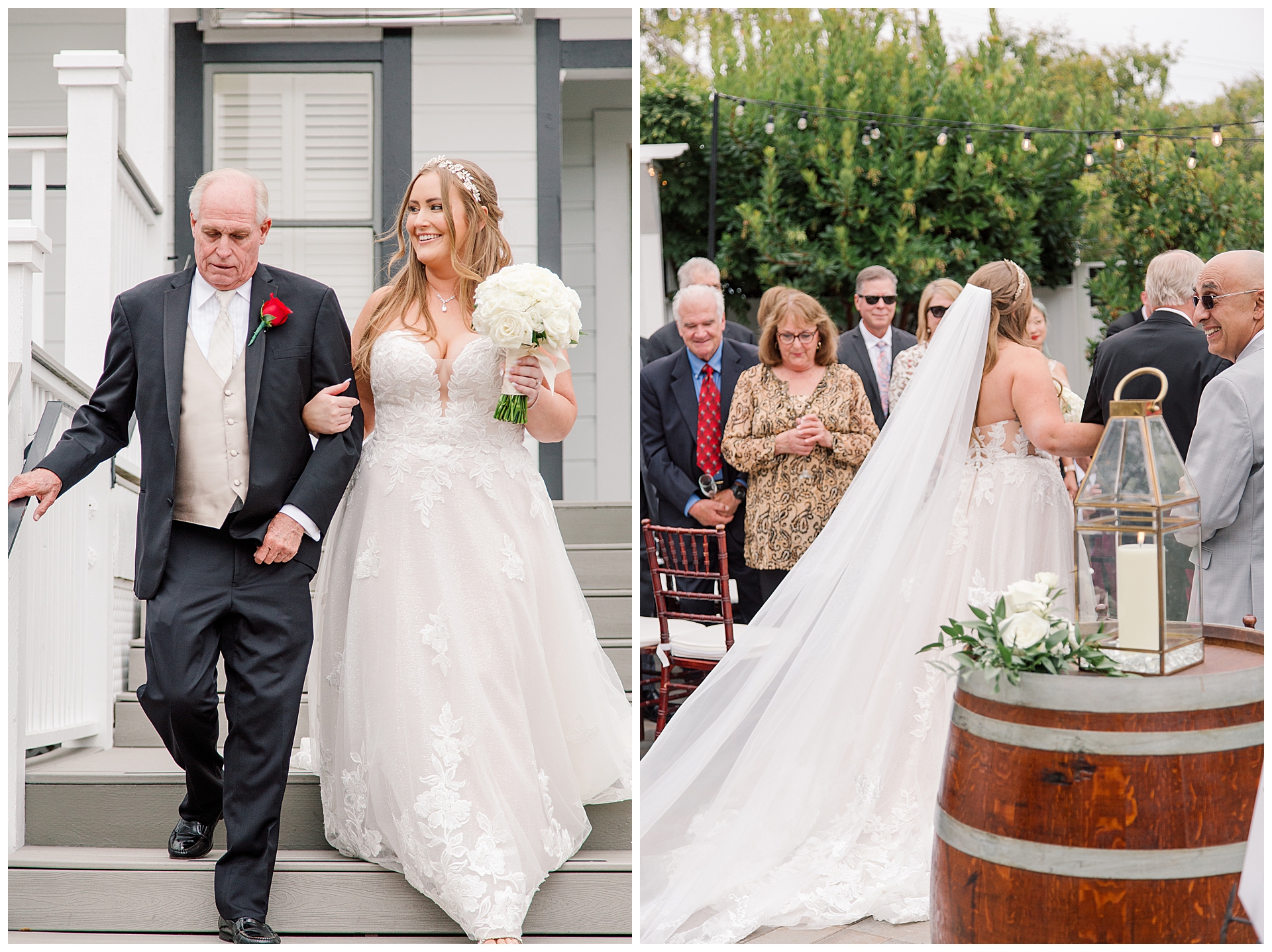 Bride coming down the steps the They Perry House.