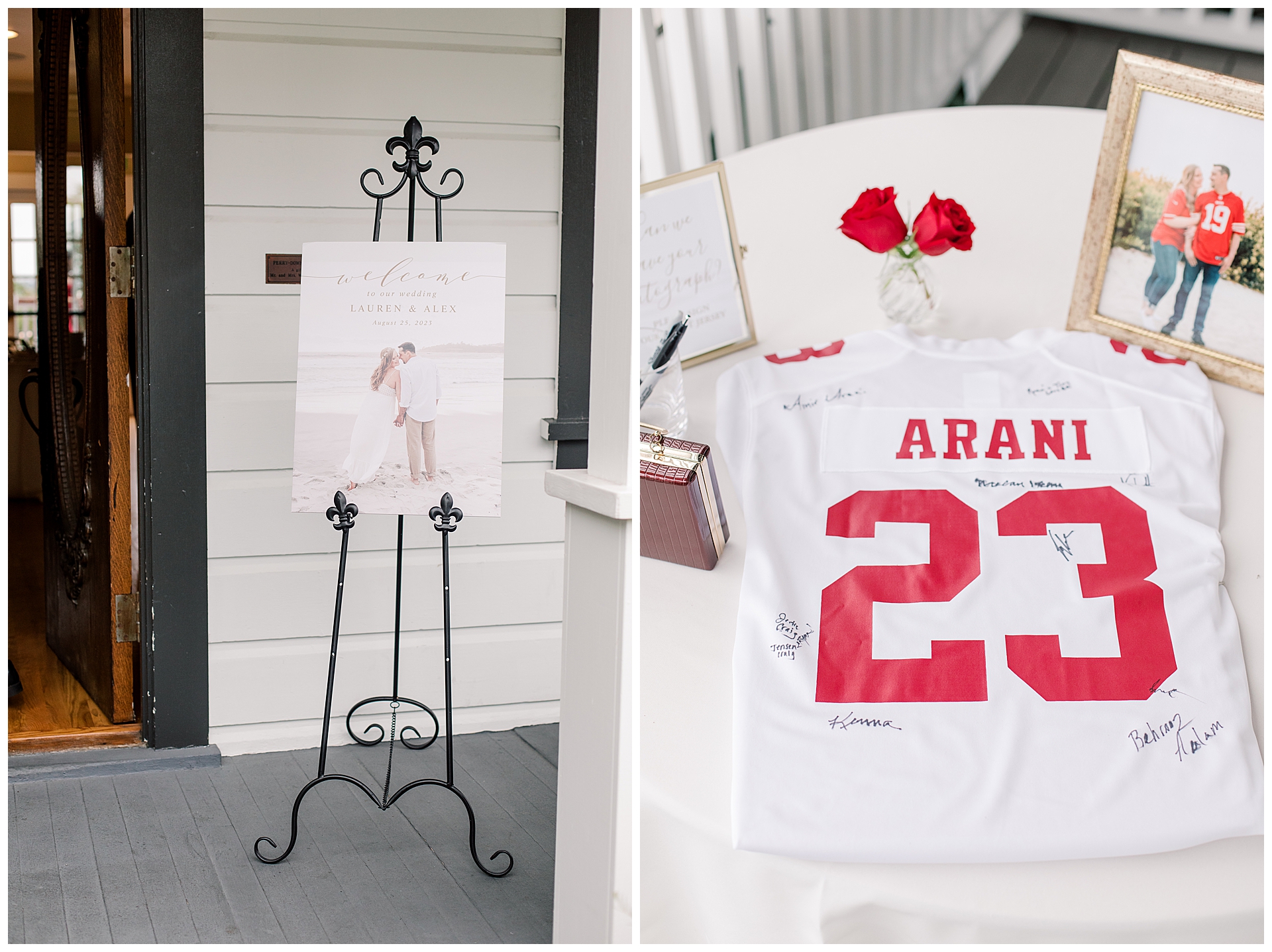 49ers wedding details with a Jersey as a guest book at this Perry House wedding. 