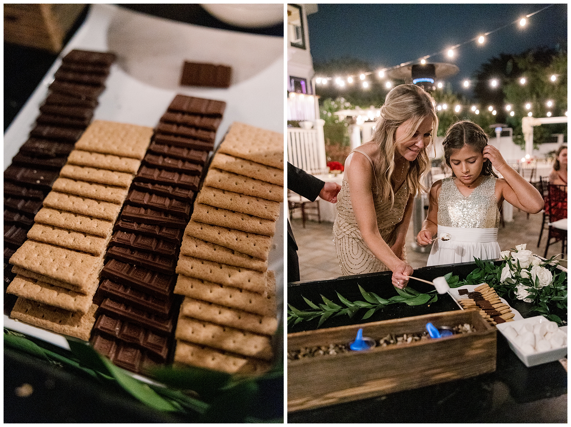 S'mores bar at the Perry House for a late night snack at this Monterey wedding