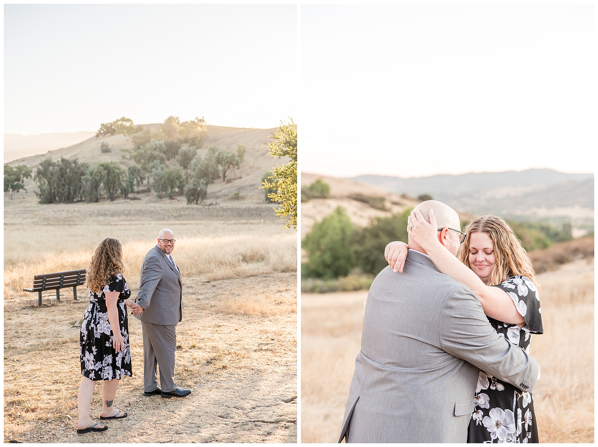 San Jose Engagement Session in Santa Teresa County park with the rolling foot hills of the Santa Cruz Mountains in the background. 