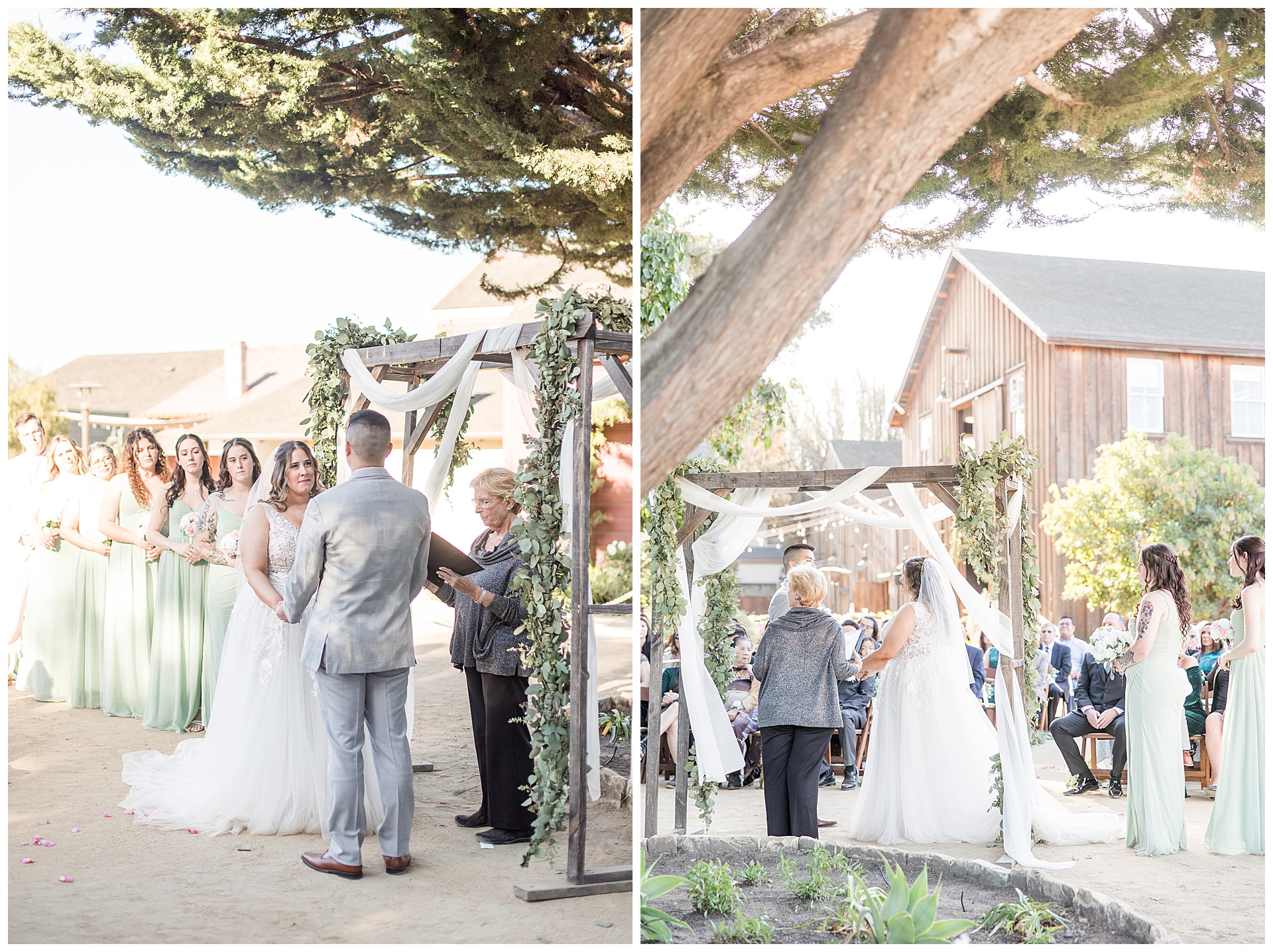 Bride and Groom exchange vouws at the Barns Cooper Molera 