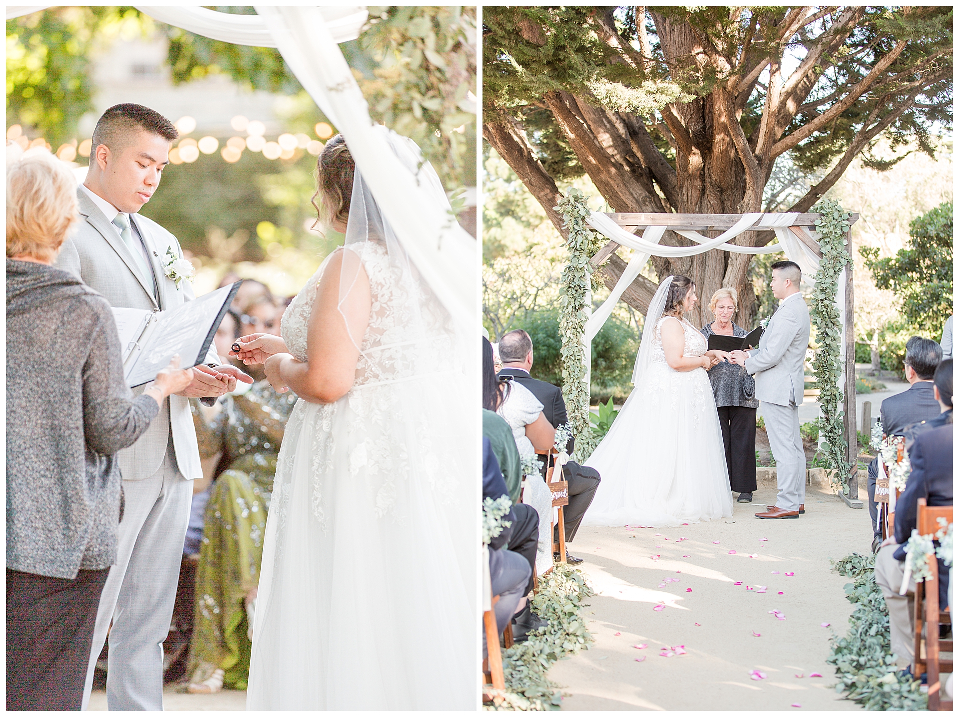 Bride and Groom exchange rings at the Barns Copper Molera.