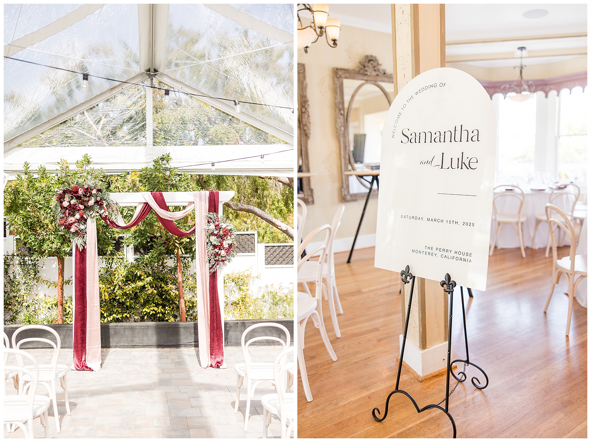 Perry House wedding ceremony with rain tent