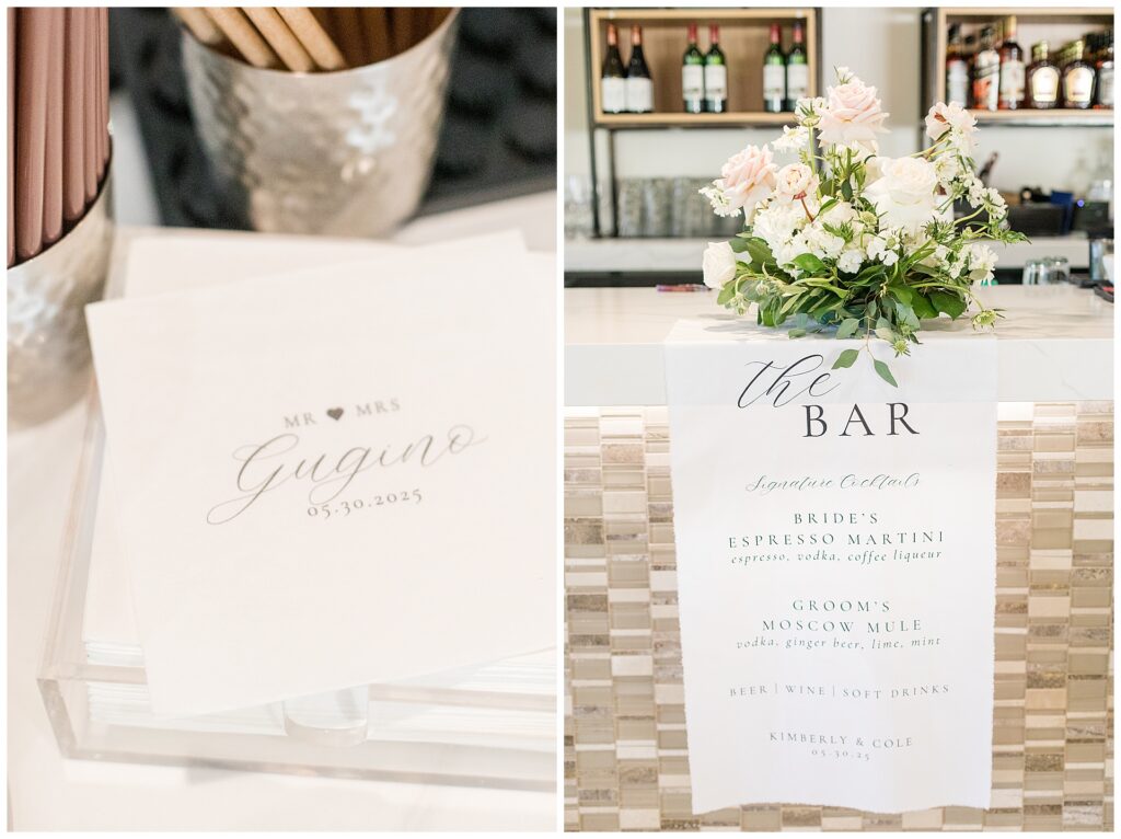 Cocktail hour details at the bar at Fairview Laguna Seca. 